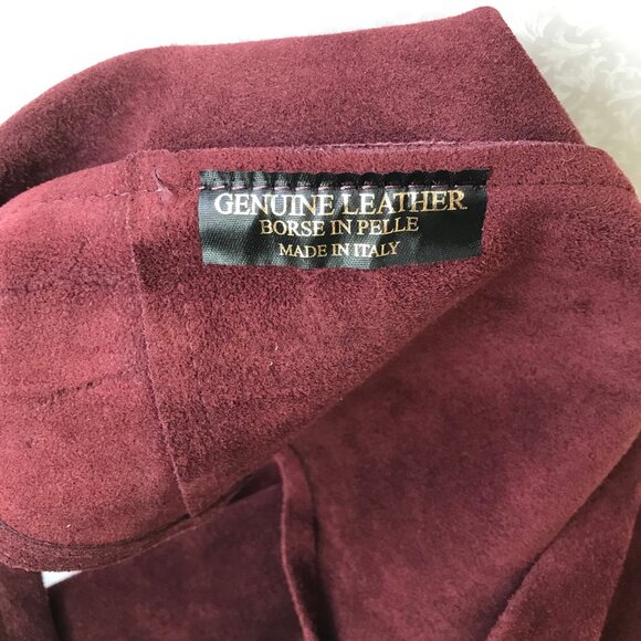 CHEVAL Firenze  Suede Genuine Leather Hobo Bag w Pouch   Wine  Made In Italy - Picture 9 of 11